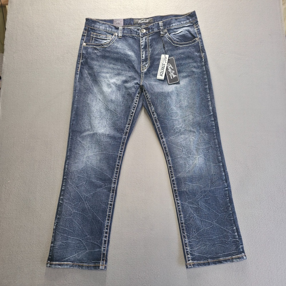 True Luck‎ Men's Stretch Bootcut Denim Blue Jeans Size 38x30 NWT